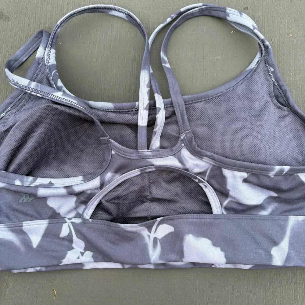 All In Motion Womens Strappy Racer Bra Gray Wash Floral XL NWT‎ 214 05 3544
